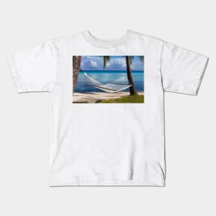 A Hammock Tied Between Two Palm Trees on Rangiroa In French Polynesia Kids T-Shirt